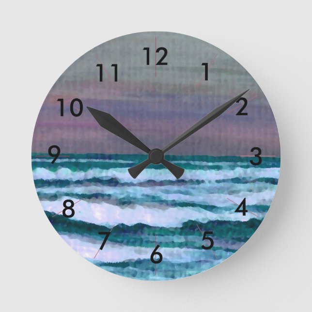 Horloge Ronde Sea Beach Clock Ocean Waves Seascape Decor (Recto)