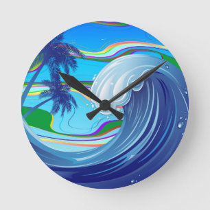 Horloge Ronde Sea Ocean Big Wave Water porte - clé double face