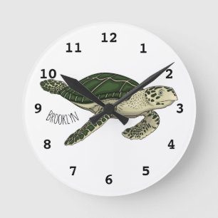 Horloge Ronde Sea turtle cartoon