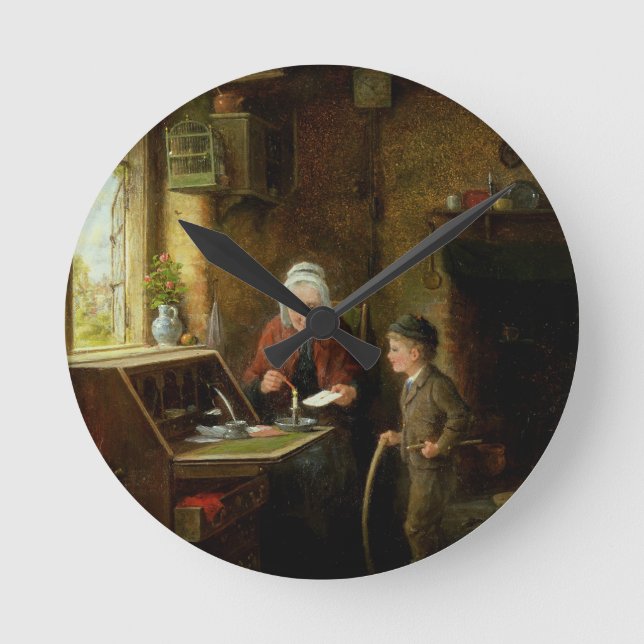 Horloge Ronde Sealing a Letter, 1890 (huile sur panneau) (Recto)