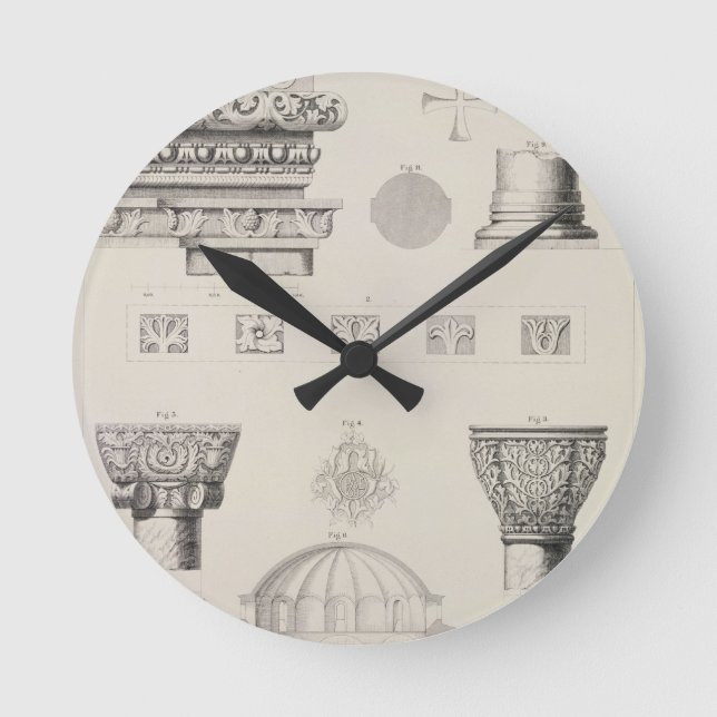Horloge Ronde Section transversale et détails architecturaux de  (Recto)