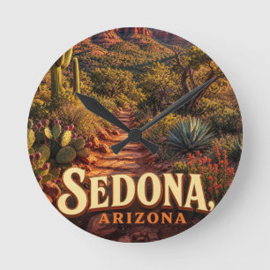 Horloge Ronde Sedona Arizona Coucher de Soleil Roche Rouge Déser