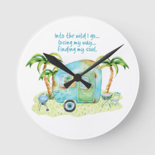 Horloge Ronde "S'égarant, trouvant ma caravane de campeur d'âm