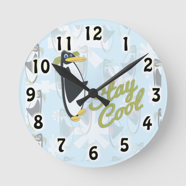Horloge Ronde Séjour Cool Temps Penguin Pal Cute Oiseau Dessin (Recto)