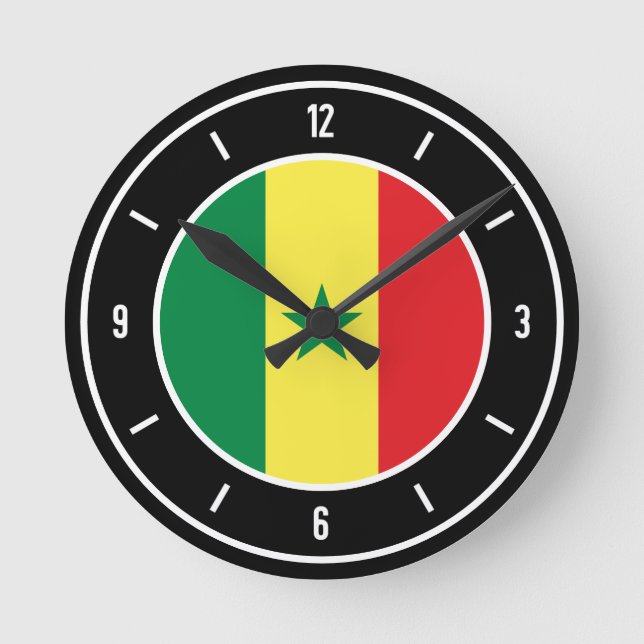 Horloge Ronde Sénégal Drapeau élégant (Recto)