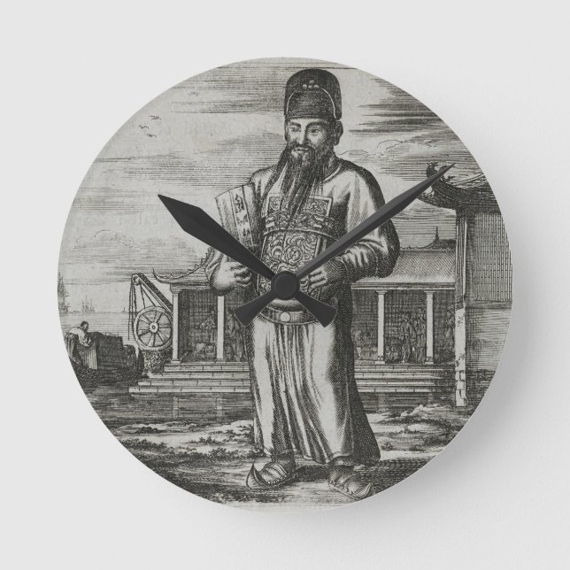 Horloge Ronde Senior Civil Servant Collecter Taxes, illustratio (Recto)