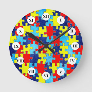 Horloge Ronde Sensibilisation sur l'autisme-Puzzle par Shirley T