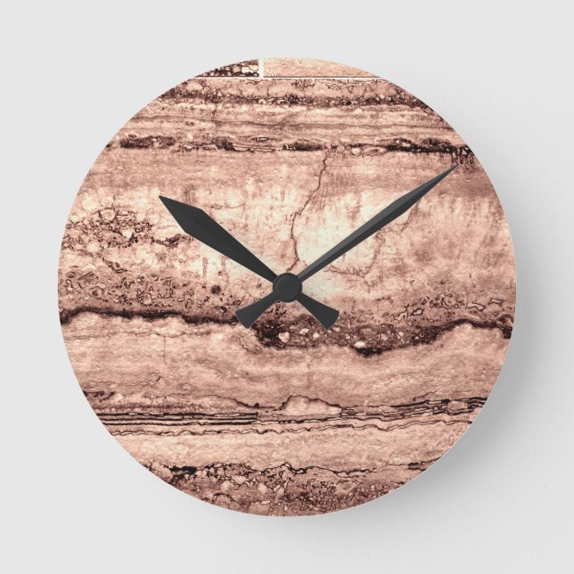 Horloge Ronde Sépia beige brun moderne brûlé granit orange (Recto)