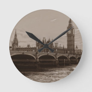 Horloge Ronde Sepia Big Ben Tower Palace de Westminster