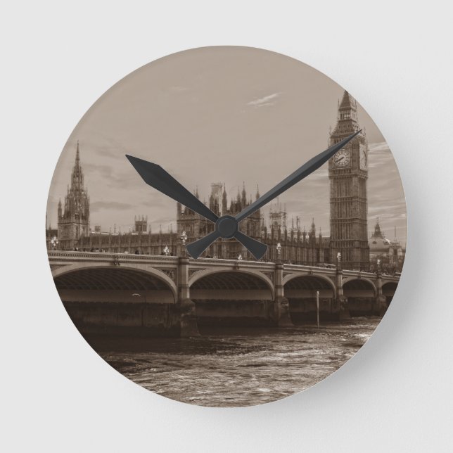 Horloge Ronde Sepia Big Ben Tower Palace de Westminster (Recto)