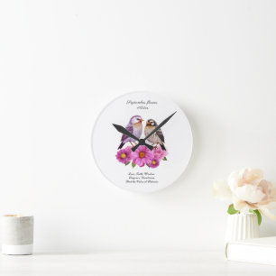 Horloge Ronde Septembre Aster Flower with Birth Cadeau