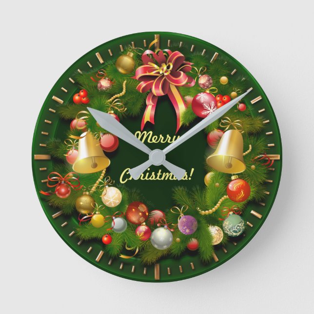 Horloge Ronde Serre Classée De Noël Avec Message Personnalisé (Recto)