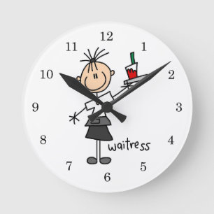 Horloge Ronde Serveuse personnage bâton
