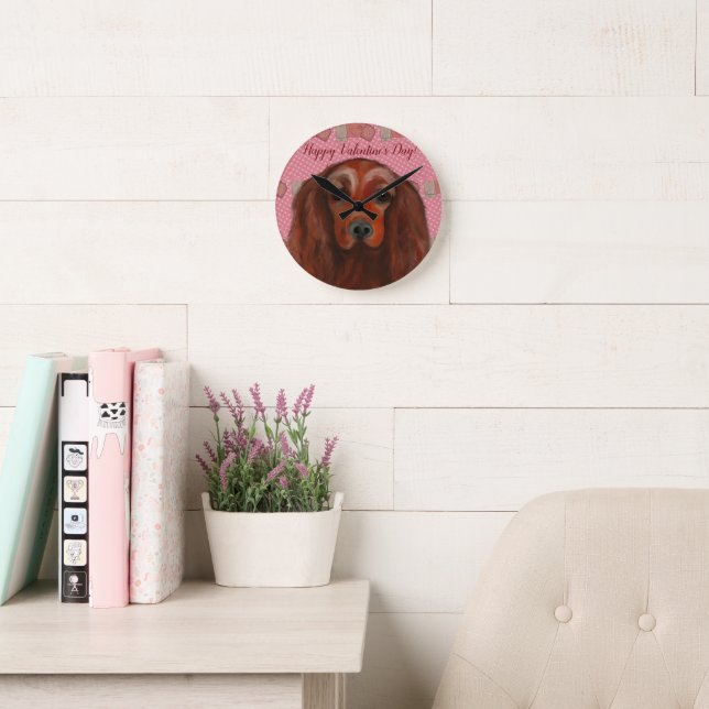 Horloge Ronde Setter rouge irlandais (Salle de lecture)