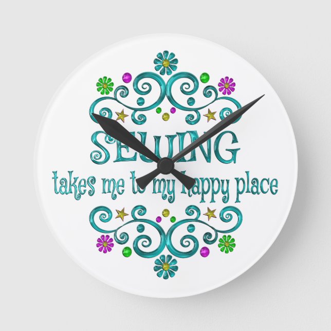 Horloge Ronde Sewing Happy Place (Recto)