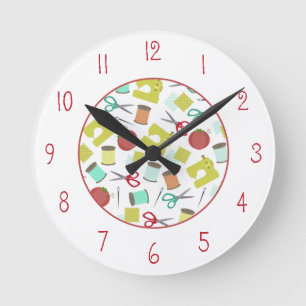Horloge Ronde Sewing Themed Clock