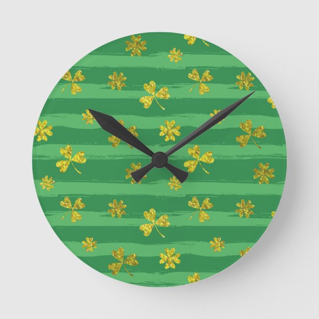 Horloge Ronde shamrock d'or st patrick (Recto)