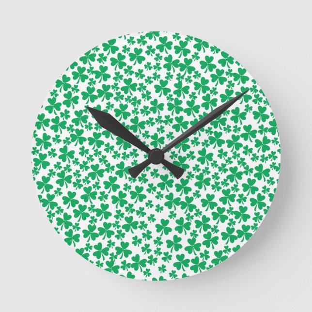 Horloge Ronde Shamrock pour la Saint Patrick's Day (Recto)
