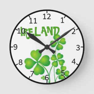 Horloge Ronde Shamrock Vert D'Irlande