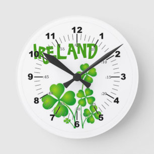 Horloge Ronde Shamrock Vert D'Irlande