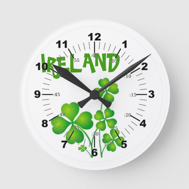 Horloge Ronde Shamrock Vert D'Irlande (Recto)