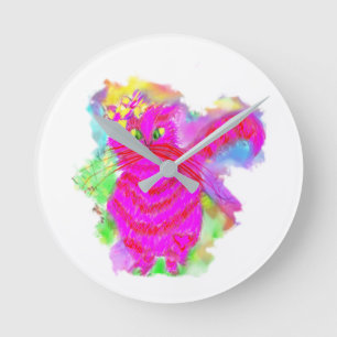 Horloge Ronde ShaShaShu™ l'horloge cat rose caillou céleste. Gra