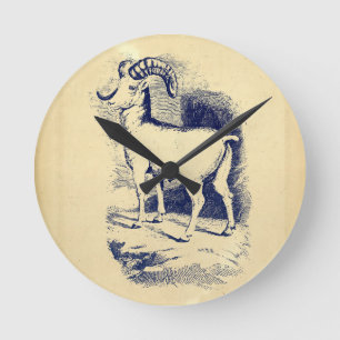 Horloge Ronde SHEEP vintage GRANDE CORNE
