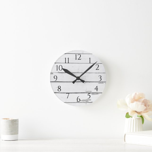 Horloge Ronde Shiplap Coastal Rustic (Maison)