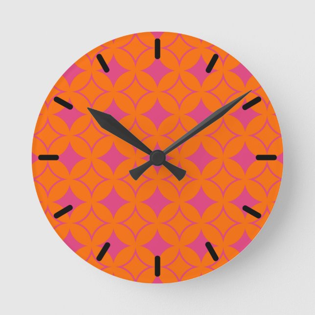 Horloge Ronde Shippo rose et orange (Recto)