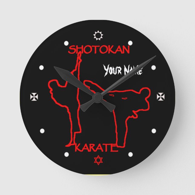 Horloge Ronde Shotokan Karate Black Belt Custom (Recto)