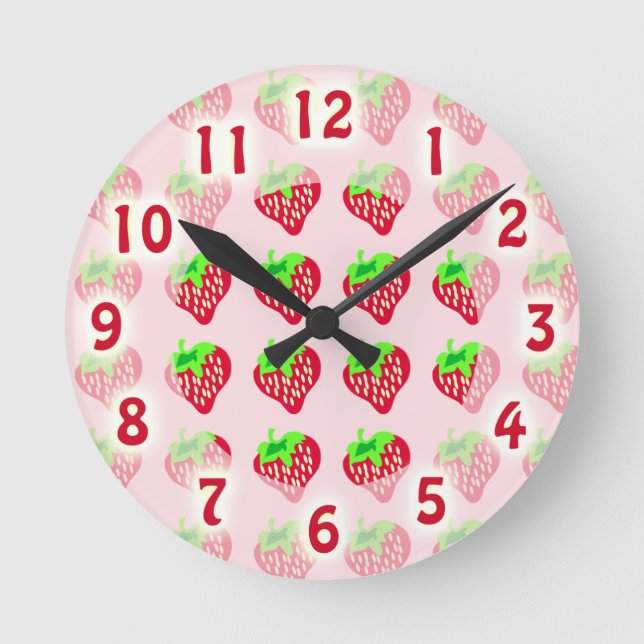 Horloge Ronde Si Mignon Temps Fraise (Recto)