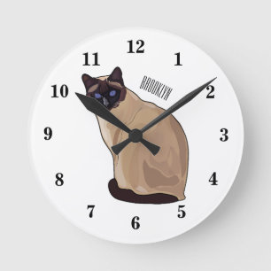 Horloge Ronde Siamese cat cartoon