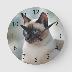 Horloge Ronde Siamese Chat 749 Art numérique