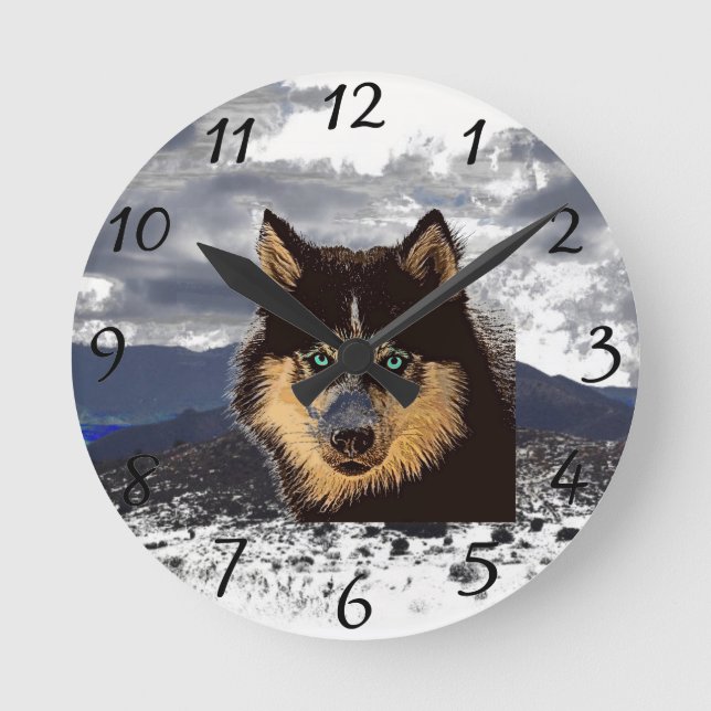 Horloge Ronde Siberian Husky Clock (Recto)