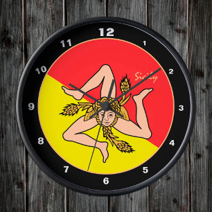 Horloge Ronde Sicilian Flag, Sicily trendy fashion /design clock