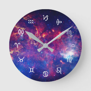Horloge Ronde Signaux d'étoiles : symboles astrologiques contre