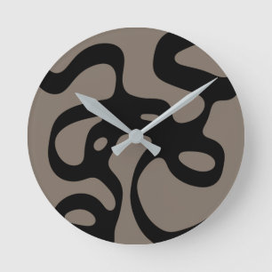Horloge Ronde Signaux éloignés : Noir Abstrait et gris