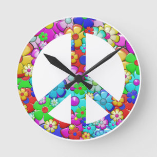 Horloge Ronde Signe de paix hippie