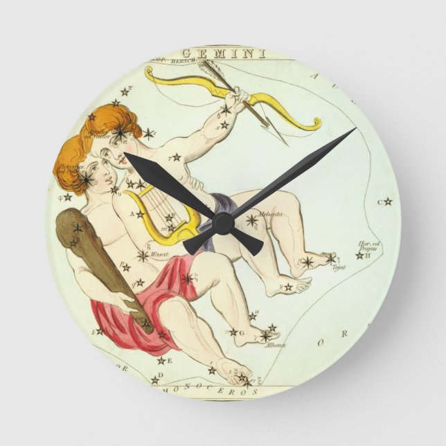 Horloge Ronde SIGNE Zodiaque : Gemini (Recto)