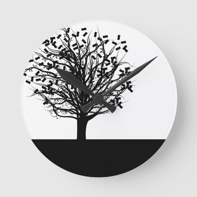 Horloge Ronde Silhouette Arbre Argent (Recto)