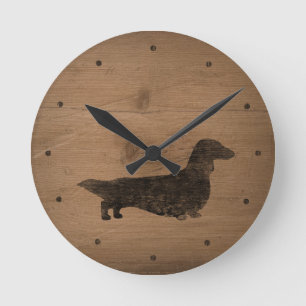 Horloge Ronde Silhouette aux cheveux longs de teckel