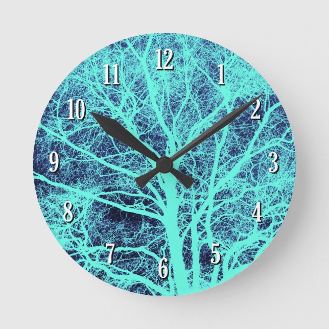 Horloge Ronde Silhouette d'arbre vert (Recto)