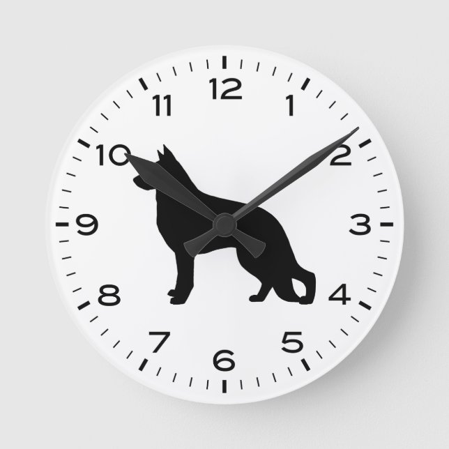 Horloge Ronde Silhouette de chien berger allemand (Recto)