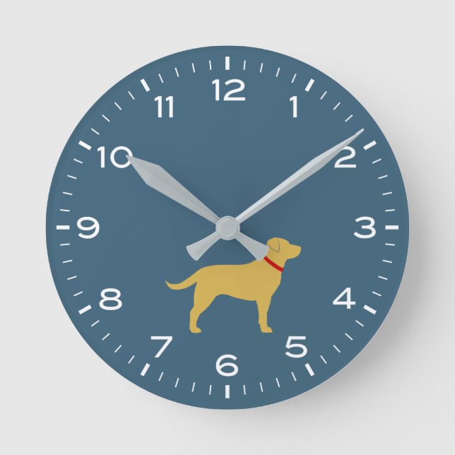 Horloge Ronde Silhouette de chien de trieur du Labrador jaune (Recto)