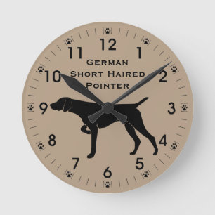 Horloge Ronde Silhouette de chien pointeur germanique à courte d