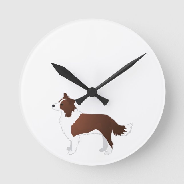 Horloge Ronde Silhouette de Collie Red Dog Breed Side (Recto)