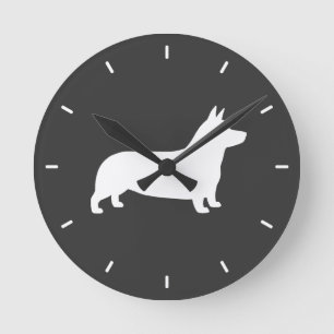 Horloge Ronde Silhouette de corgi de Gallois de Pembroke