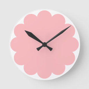 Horloge Ronde Silhouette de fleur rose pastel minimaliste mignon