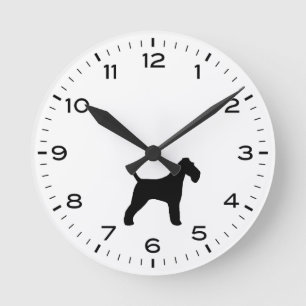 Horloge Ronde Silhouette de la race de chien Wire Fox Terrier