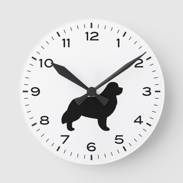 Horloge Ronde Silhouette de la race de chiens de Terre-Neuve (Recto)